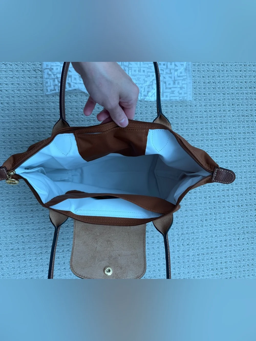 LE PLIAGE ORIGINAL M TOTE BAG Cognac - Recycled canvas NWT - Picture 8 of 11